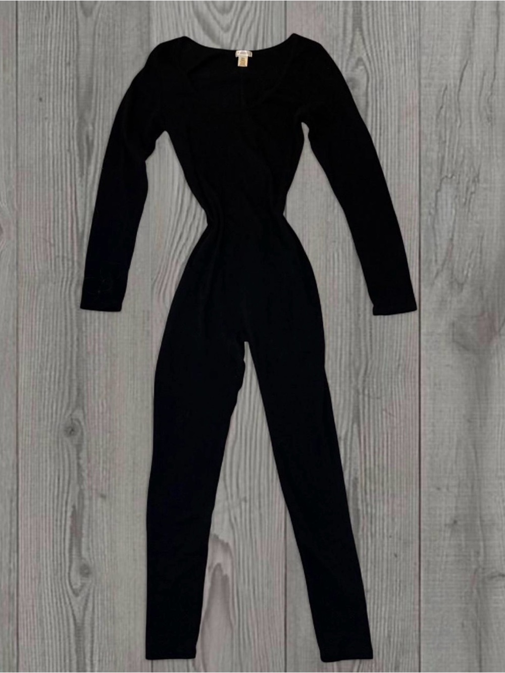 Black Long-Sleeve Slim Jumpsuit